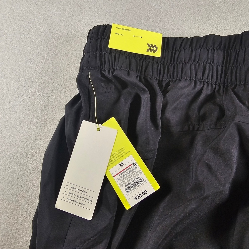 All in Motion Women's Black Mid-Rise Run Shorts Inner Brief Zip Pocket M - Picture 6 of 8